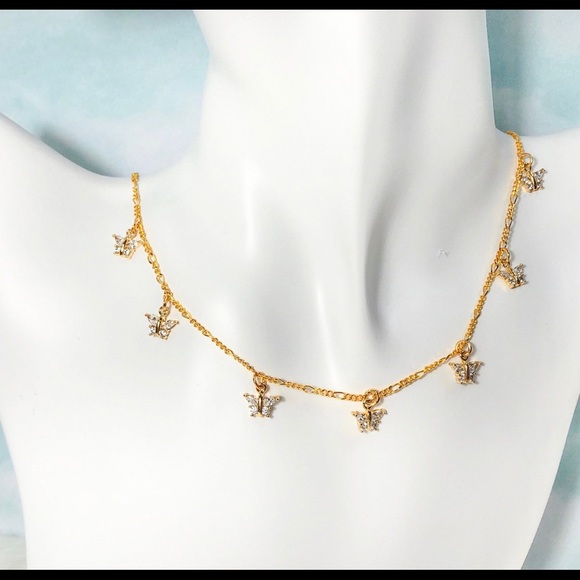 Gold Butterfly Choker Necklace - Picture 4 of 4
